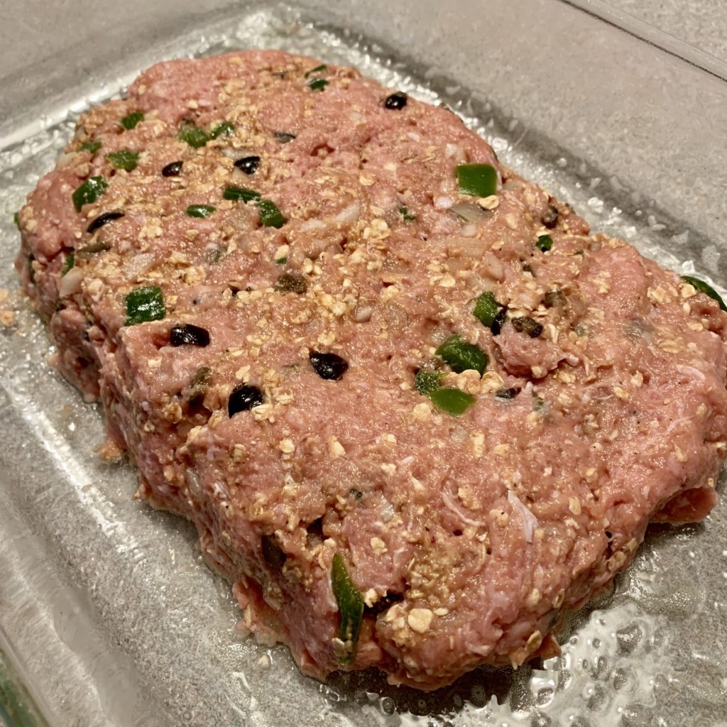 Formed in the baking dish and ready for the oven