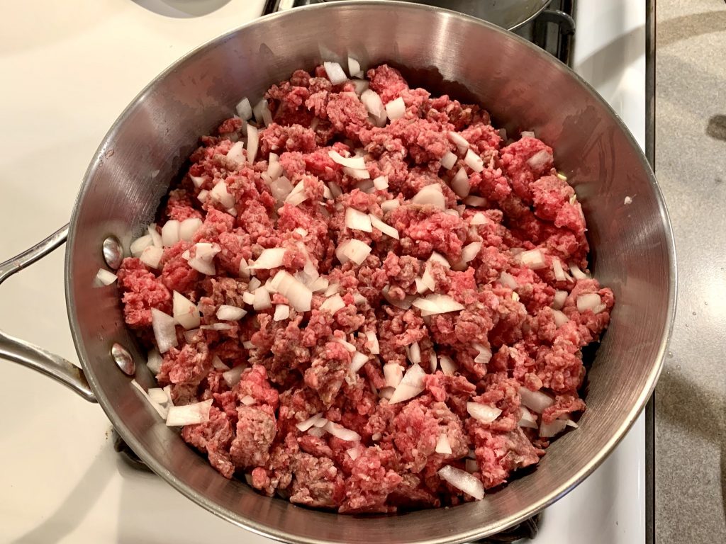 Ground Beef and Onion before browning