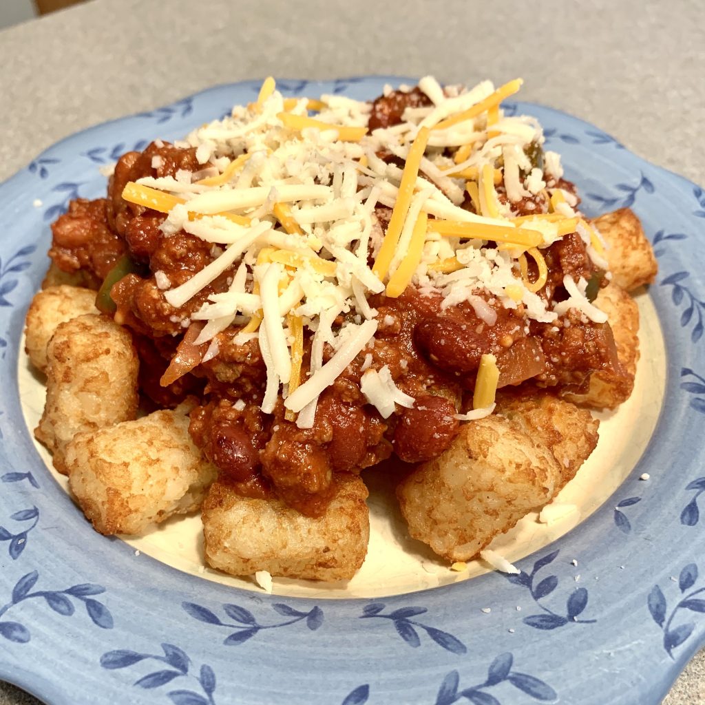 Sloppy Joe over tater tots